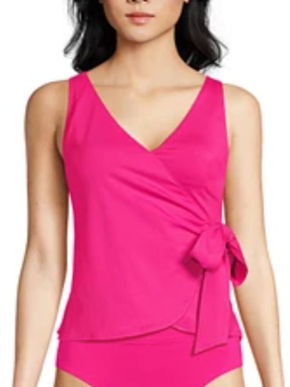 NEW Lands' End Side Tie Wrap Tankini Swim Top Pink Size 12